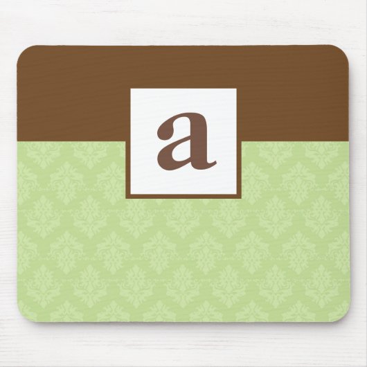 Monogramm-und Damast-Muster-Gewohnheit Mousepad (Vorne)