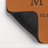 Monogramm und Datum Luxus-Kupferlederstruktur Mousepad (Ecke)