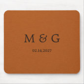 Monogramm und Datum Luxus-Kupferlederstruktur Mousepad (Vorne)