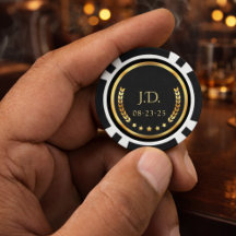 Monogramm und Datum Schwarz Gold Lorbeerkranz