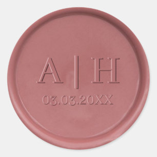 Monogramm und Datum Vintage Rose Wax Siegel Aufkle Runder Aufkleber