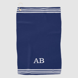 Monogramm und drei Streifen auf navy Blue Golf Han Golfhandtuch