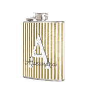 Monogramm und erste Streifen mit weißem und goldfa Flachmann (Links)