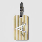 Monogramm und erste Streifen mit weißem und goldfa Gepäckanhänger (Vorderseite Vertikal)