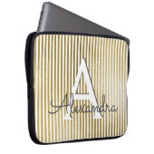 Monogramm und erste Streifen mit weißem und goldfa Laptopschutzhülle (Vorne Rechts)