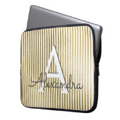 Monogramm und erste Streifen mit weißem und goldfa Laptopschutzhülle (Vorderseite Links)