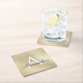 Monogramm und erste Streifen mit weißem und goldfa Rechteckiger Pappuntersetzer (Vor Ort)