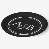 Monogramm und Et-Zeichen Paar Schwarzweiß Pappteller (Schrägansicht)