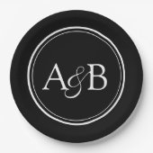 Monogramm und Et-Zeichen Paar Schwarzweiß Pappteller (Vorderseite)