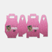 Monogramm und Foto Abschluss Pink Ombre Glitzer Geschenkschachtel (Ungefaltet)