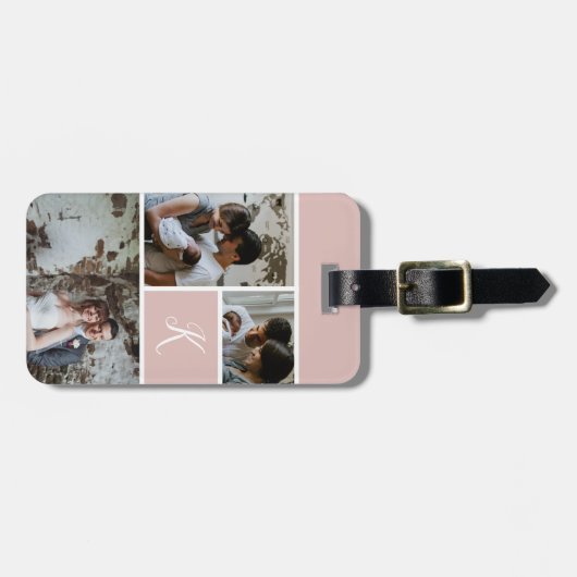 Monogramm-und Foto-Collage Gepäckanhänger (Vorderseite horizontal)