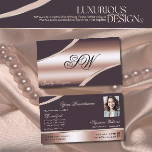 Monogramm und Foto der goldgeschliffenen Linien de Visitenkarte