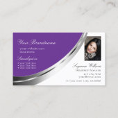 Monogramm und Foto der Royal Lila White Silver Dec Visitenkarte (Rückseite)