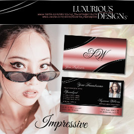 Monogramm und Foto der wertvollen schwarzen Linien Visitenkarte