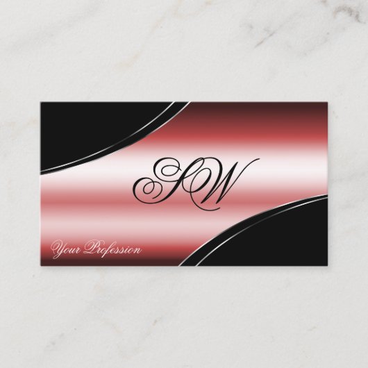 Monogramm und Foto der wertvollen schwarzen Linien Visitenkarte (Vorderseite)
