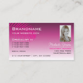 Monogramm und Foto des rosa Lila Gradient Palmblät Visitenkarte (Rückseite)