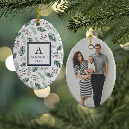 Monogramm und Foto für Holly und Pine doppelseitig Keramikornament