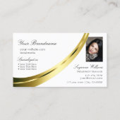 Monogramm und Foto im Schlichten Weißgolddekor Visitenkarte (Rückseite)