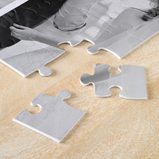 Monogramm und Foto Schwarz und Weiß im modernen Lo Puzzle (Seite)