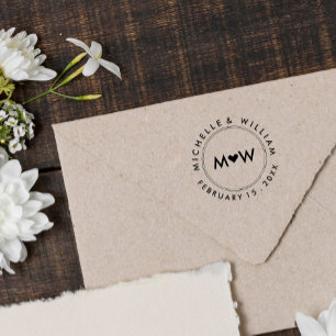 Monogramm und Herz Hochzeit Permastempel