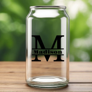 Monogramm und Individuelle Name des Minimalistisch Dosenglas