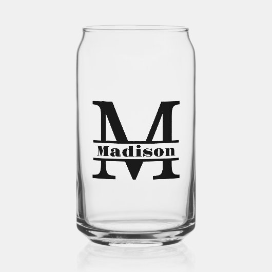 Monogramm und Individuelle Name des Minimalistisch Dosenglas (Vorderseite)