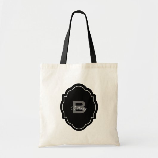 Monogramm und individueller Name Schwarzweiss-V02 Tragetasche (Vorne)