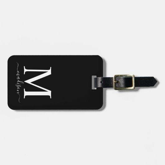 Monogramm und Kalligrafie mit bearbeitbarem Hinter Gepäckanhänger (Vorderseite horizontal)