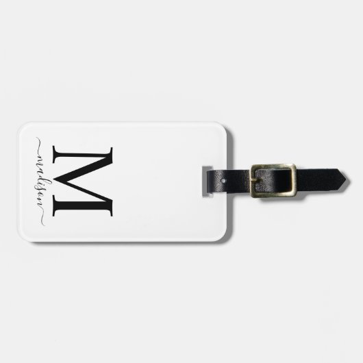 Monogramm und Kalligrafie mit bearbeitbarem Hinter Gepäckanhänger (Vorderseite horizontal)