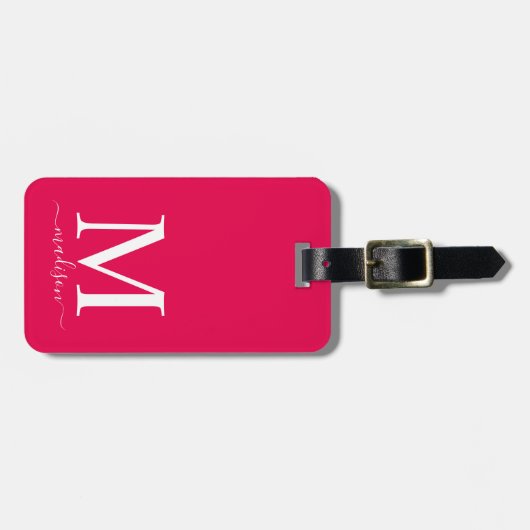 Monogramm und Kalligrafie mit bearbeitbarem Hinter Gepäckanhänger (Vorderseite horizontal)