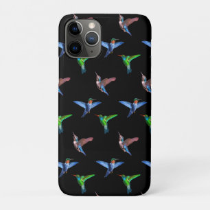 Monogramm und Kolibris auf Schwarz Case-Mate iPhone Hülle