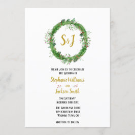 Monogramm und Kranz | Winter Greenerity Wedding Einladung