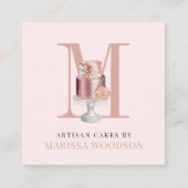 Monogramm und Kuchen Backwaren Koch Square Busine Quadratische Visitenkarte (Vorderseite)