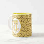 Monogramm und Leopard auf Braun und Golden Beige Zweifarbige Tasse (Vorderseite Links)