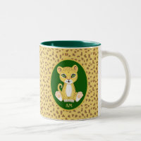 Monogramm und Leopard auf grüner Braun und goldene