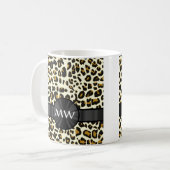 Monogramm und Leoparddruck Kaffeetasse (Vorderseite Links)