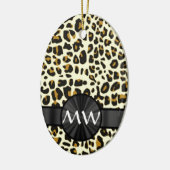 Monogramm- und Leoparddruck Keramik Ornament (Links)