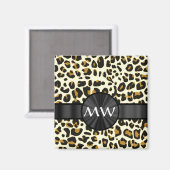 Monogramm und Leoparddruck Magnet (Vorderseite/Rückseite)