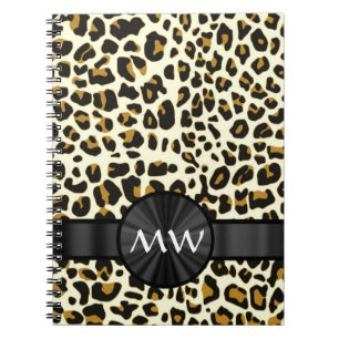 Monogramm und Leoparddruck Notizblock
