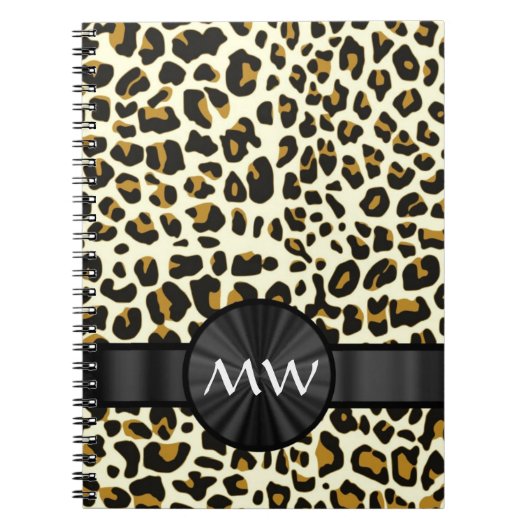 Monogramm und Leoparddruck Notizblock (Vorderseite)
