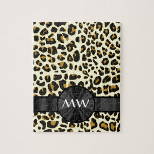 Monogramm- und Leoparddruck Puzzle