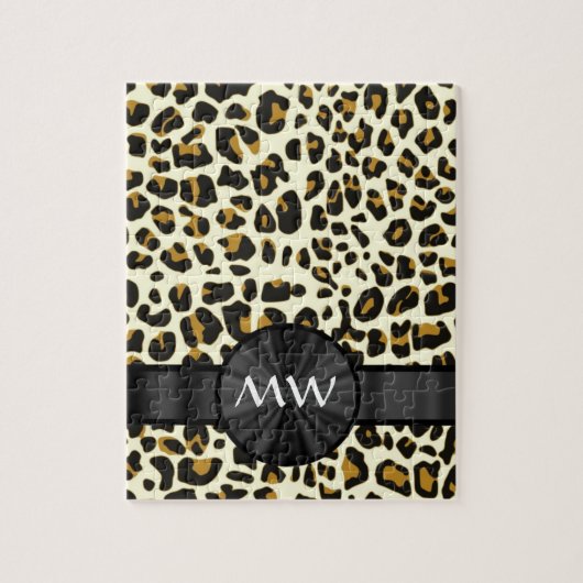 Monogramm- und Leoparddruck Puzzle (Vertikal)