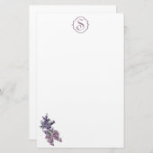 Monogramm und lila lila Spray mit Band-Bogen Briefpapier (Vorne/Hinten)