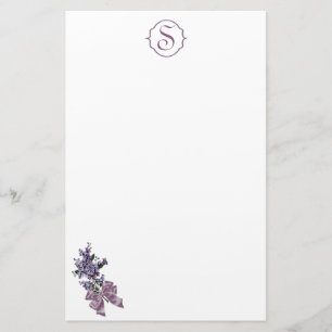 Monogramm und lila lila Spray mit Band-Bogen Briefpapier