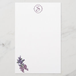 Monogramm und lila lila Spray mit Band-Bogen Briefpapier