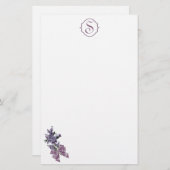 Monogramm und lila lila Spray mit Band-Bogen Briefpapier (Vorne/Hinten)