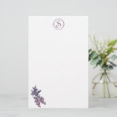 Monogramm und lila lila Spray mit Band-Bogen Briefpapier (Stehend Vorderseite)