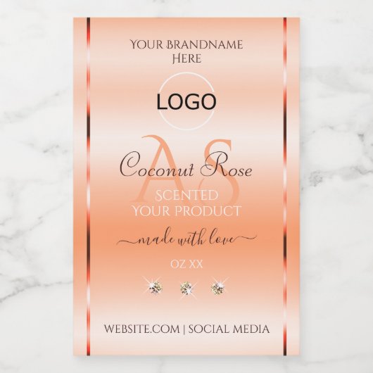 Monogramm und Logo der Rose Pasta Lachs Lebensmitteletikett (Einzelnes Label)