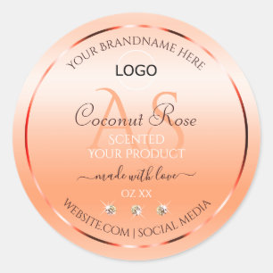 Monogramm und Logo der Rose Pasta Lachs Runder Aufkleber