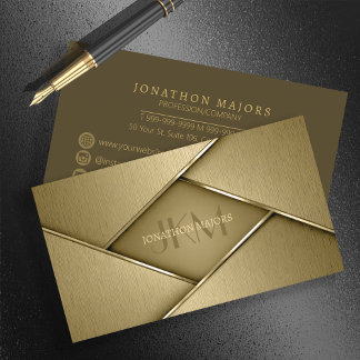 Monogramm und Metal-Polygon Gold-ID1039 Visitenkarte
